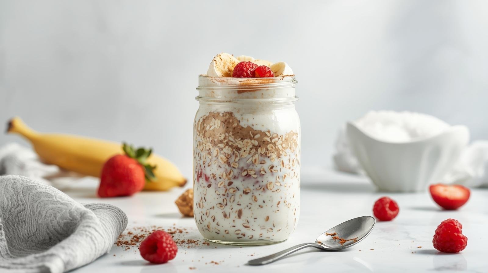 Avena rápida tipo overnight sin cocinar