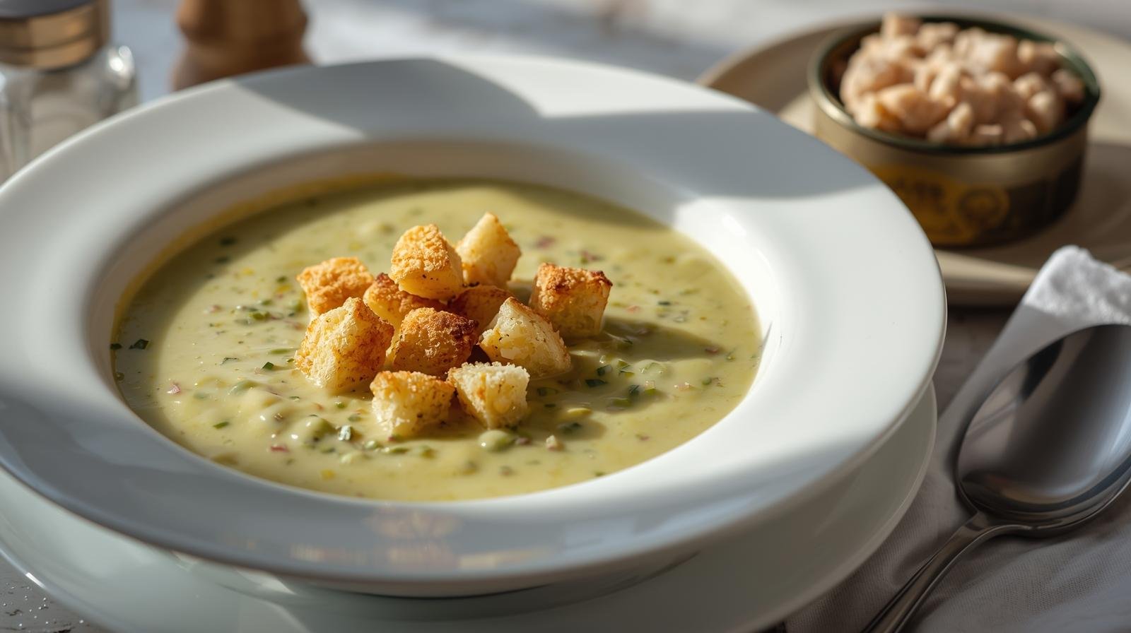 Crema de calabacín con atún