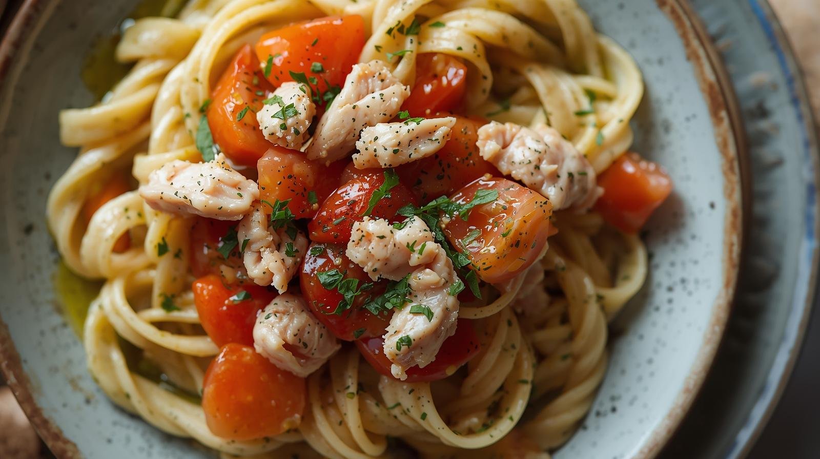 Pasta proteica con atún y tomate