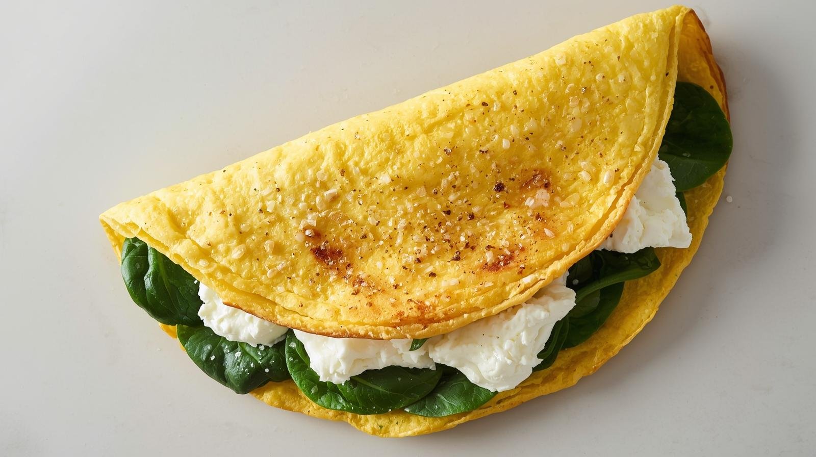 Tortilla proteica con espinacas y queso fresco