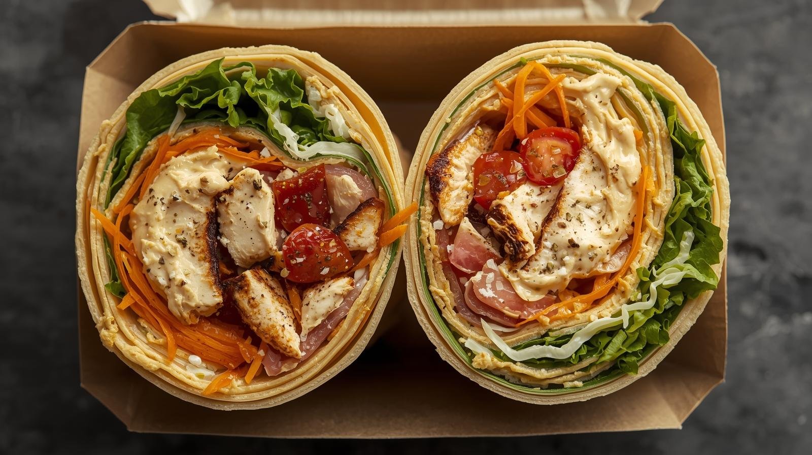 Wraps de pollo y hummus para llevar